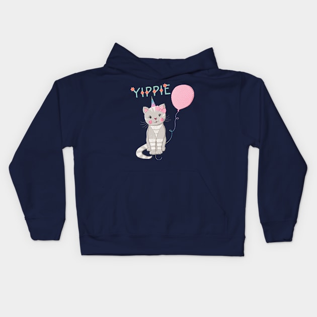 Cute cat and congratulations Kids Hoodie by CalliLetters